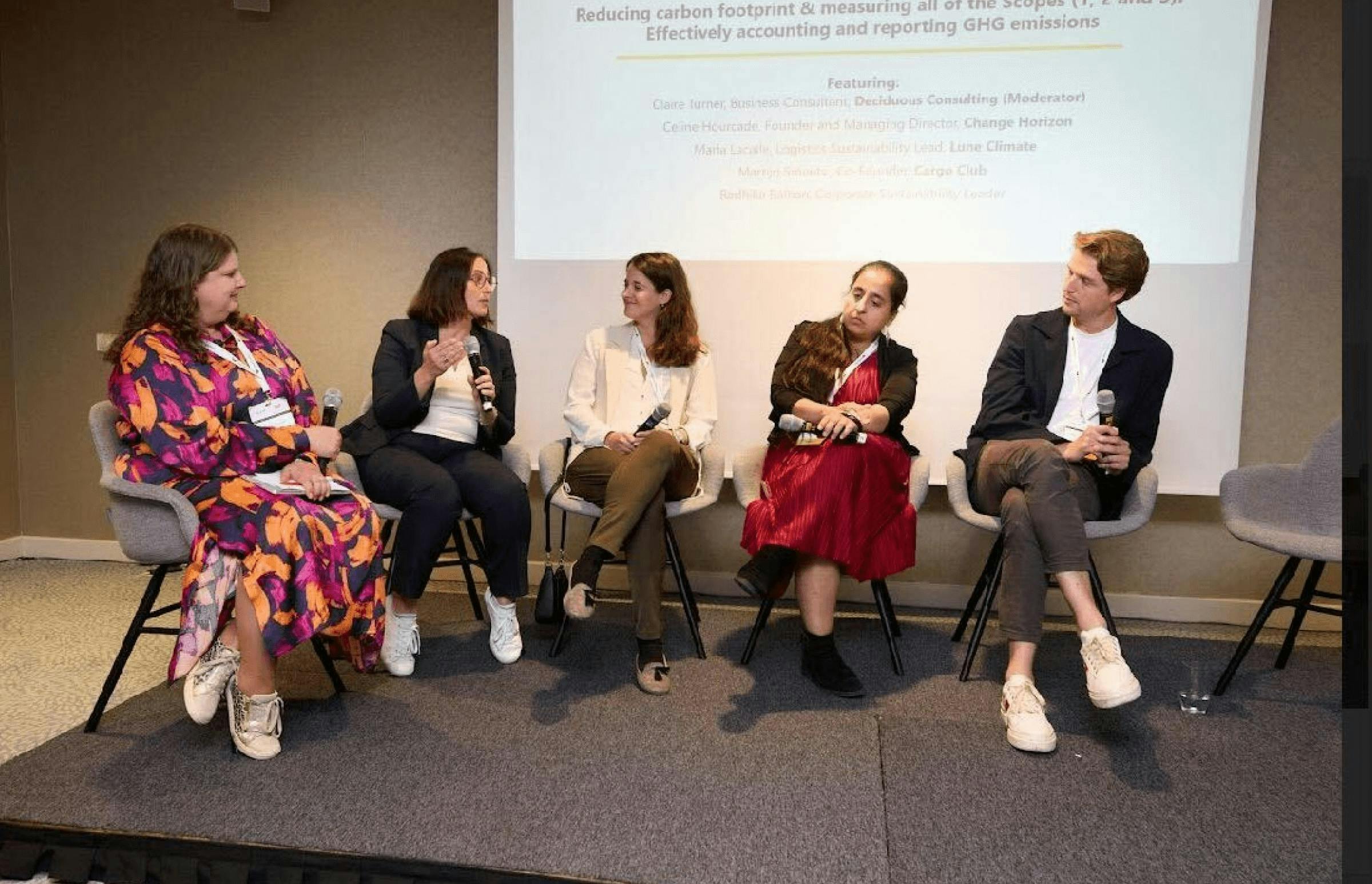 SAF Congress 2024 panel: Reducing Carbon Footprint & Measuring All of the Scopes (1, 2, and 3): Effectively Accounting and Reporting GHG Emissions. Featuring Celine Hourcade, Radhika Ralhan (independent advisor, former sustainability lead at Fedex) and  Martijn Smeets (Cofounder of CargoClub, a partner of Lune).