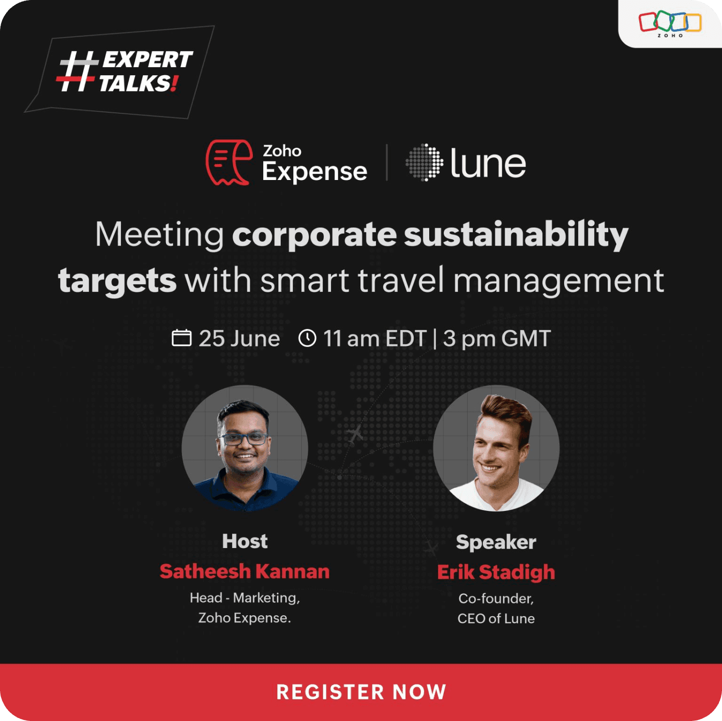 Webinar: Meeting corporate sustainability targets using smart travel management with Zoho Expense